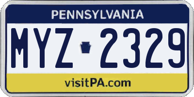 PA license plate MYZ2329
