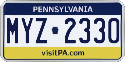 PA license plate MYZ2330