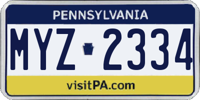 PA license plate MYZ2334