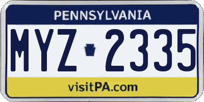 PA license plate MYZ2335