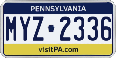 PA license plate MYZ2336