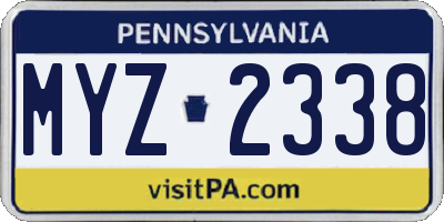 PA license plate MYZ2338