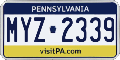 PA license plate MYZ2339