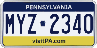 PA license plate MYZ2340