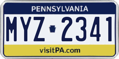 PA license plate MYZ2341
