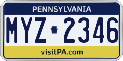 PA license plate MYZ2346