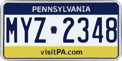 PA license plate MYZ2348