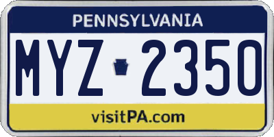 PA license plate MYZ2350