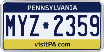 PA license plate MYZ2359