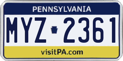 PA license plate MYZ2361