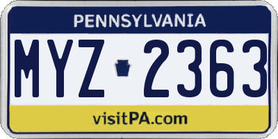 PA license plate MYZ2363
