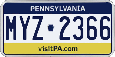PA license plate MYZ2366