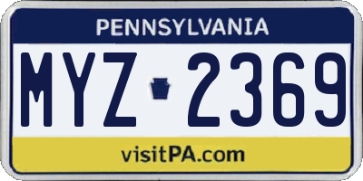 PA license plate MYZ2369