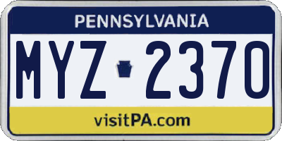 PA license plate MYZ2370