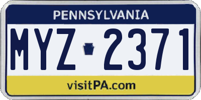 PA license plate MYZ2371
