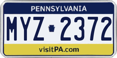 PA license plate MYZ2372