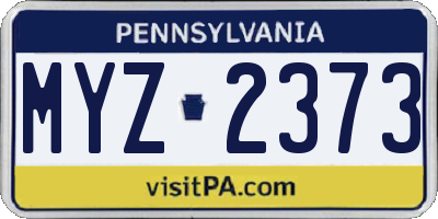 PA license plate MYZ2373