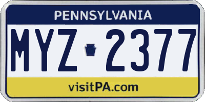 PA license plate MYZ2377