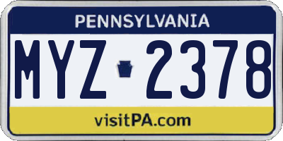 PA license plate MYZ2378