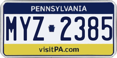 PA license plate MYZ2385