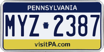 PA license plate MYZ2387