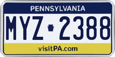 PA license plate MYZ2388