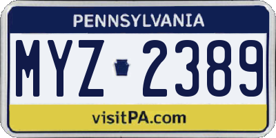 PA license plate MYZ2389