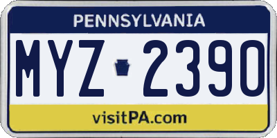 PA license plate MYZ2390