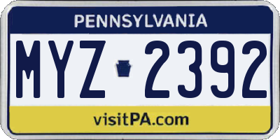 PA license plate MYZ2392