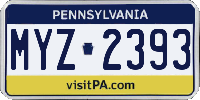 PA license plate MYZ2393