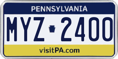 PA license plate MYZ2400