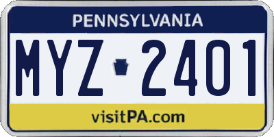 PA license plate MYZ2401
