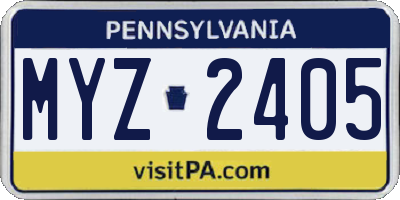 PA license plate MYZ2405