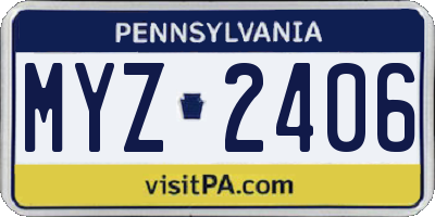 PA license plate MYZ2406