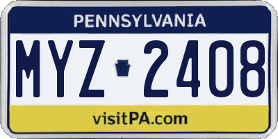 PA license plate MYZ2408