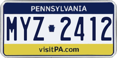 PA license plate MYZ2412