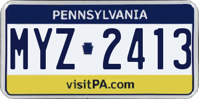 PA license plate MYZ2413
