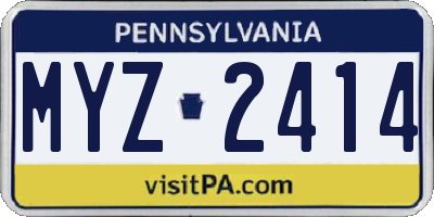 PA license plate MYZ2414