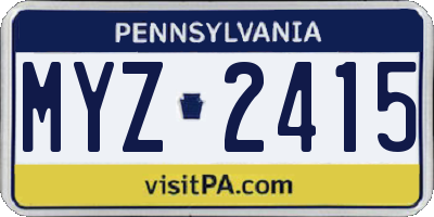 PA license plate MYZ2415
