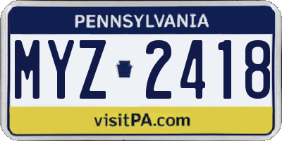 PA license plate MYZ2418