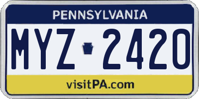 PA license plate MYZ2420