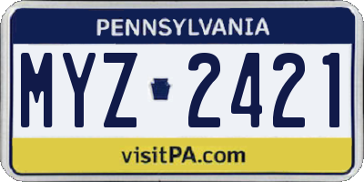PA license plate MYZ2421
