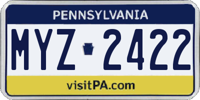 PA license plate MYZ2422