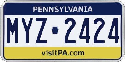 PA license plate MYZ2424