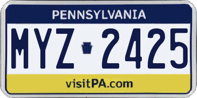 PA license plate MYZ2425
