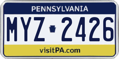PA license plate MYZ2426