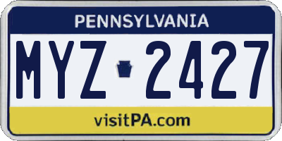 PA license plate MYZ2427