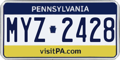 PA license plate MYZ2428