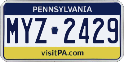 PA license plate MYZ2429