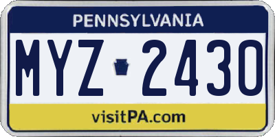 PA license plate MYZ2430